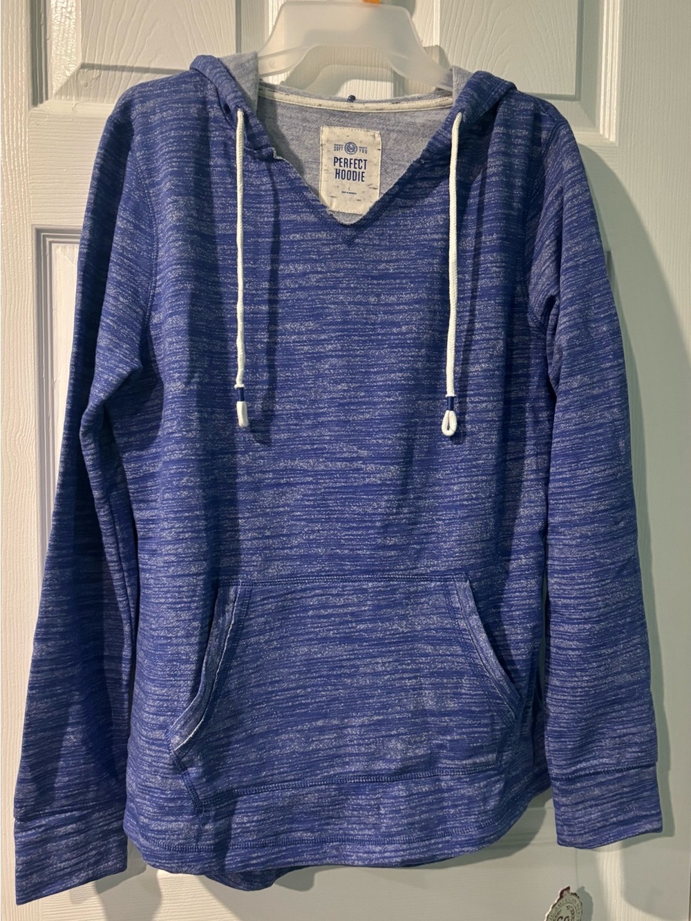 SO Women's Heather Navy Pullover Hoodie with Drawstrings